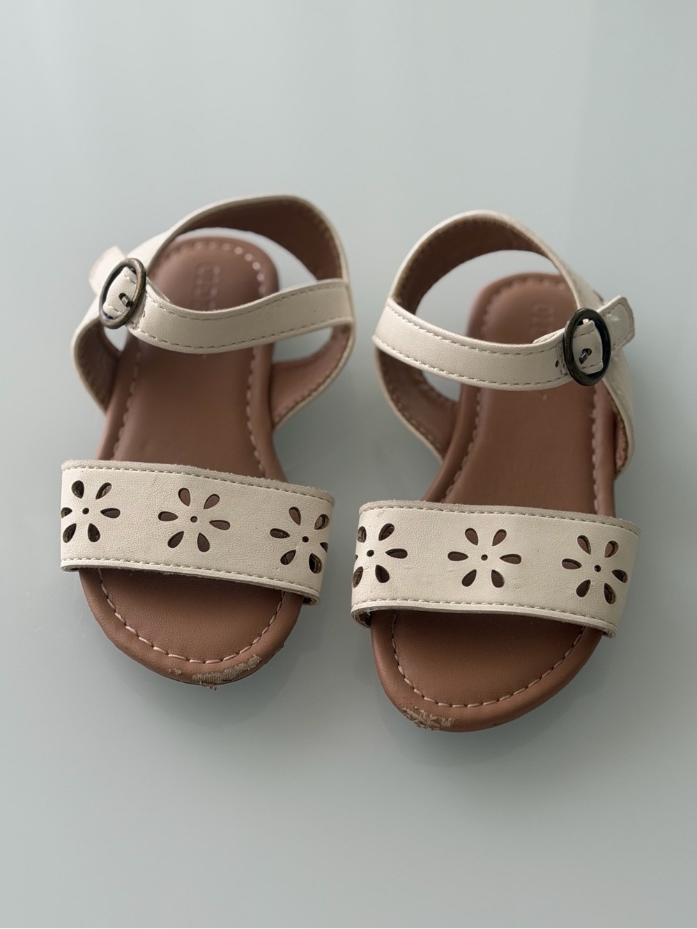 Old Navy Cream Floral Cutout Ankle-Strap Sandals for Kids